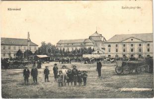 1927 Körmend, Batthyány tér, piac, Batthyány kastély. Weissberg Jaques kiadása (EB)