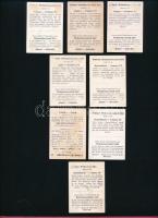 1954 Az Aranycsapat a futball-világbajnokságon, 8 db gyűjtőkép, 7×5 cm