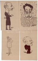 12 db RÉGI használatlan képeslap a Megfagyott Muzsikus vicclap karikatúráival / 12 pre-1945 unused H...