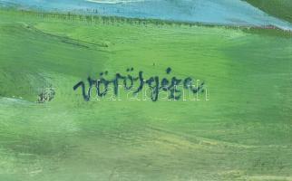 Vörös Géza (1897-1957): Virágcsendélet. Olaj, vászon, jelzett. Dekoratív, kissé sérült fa keretben, ...
