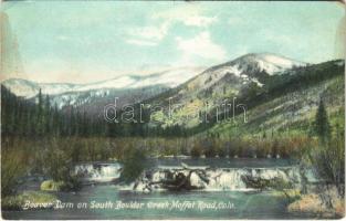 1909 South Boulder Creek (Colorado), beaver dam, Moffat road (wet damage)
