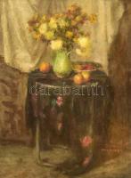 Perlmutter jelzéssel: Virágcsendélet. Olaj, vászon. Fa keretben. 80×60 cm