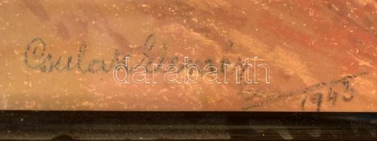 Csulak Elemér (1887-?): Őszi erdő, 1943. Pasztell, karton. Jelzett. Üvegezett, dekoratív korabeli fa...