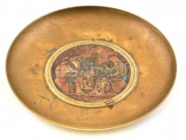 Barbedienne-Levillain antik jelenetes középrésszel díszített bronz tányér, jelzett, jó állapotban, d...