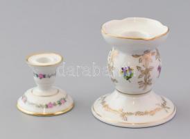 Kaiser porcelán gyertyatartók, 2 db, kézzel festett/matricás, jelzettek, hibátlan, m: 5 cm, 8,5 cm