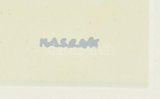 Kassák Lajos (1887-1967): Konstruktivista kompozíció. Szitanyomat, papír, jelzett a nyomaton, paszpa...