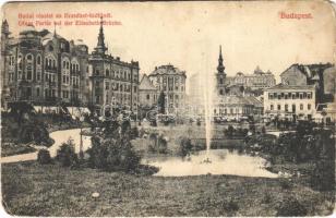 1911 Budapest I. Tabán az Erzsébet hídfőnél, Döbrentei tér, Rácz fürdő, Keller Ignácz tabáni sör és borcsarnoka (EM)