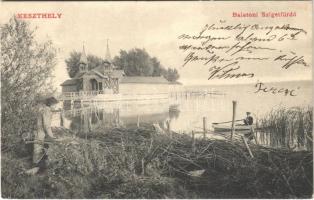 1905 Keszthely, Balatoni szigetfürdő, csónak (EK)