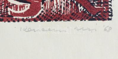 Konecsni Zsizsi (1911-2000): Táncolók, 1968. Fametszet, papír, jelzett. Próbanyomat "próba"...