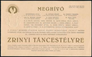 1938 Turul szövetség Zrínyi táncestély meghívó
