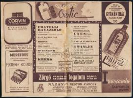 1943 Fényes cirkusz műsorfüzet a cirkusz programjával, reklámokkal