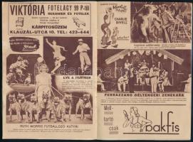 1943 Fényes cirkusz műsorfüzet a cirkusz programjával, reklámokkal