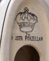 Kaiser porcelán nagymacska, kézzel festett/matricás, kopásokkal, m: 16,5 cm