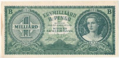 1946. 1.000.000.000BP T:II- hajtatlan, de a bankjegy bal szélén fo., elvékonyodott papír, sarokhajlások Adamo P40