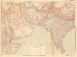 cca 1940 Südwest-Asien, Délkelet-Ázsia térképe, 1:5.000.000., Gotha, Justus Perthes, a hátoldalon javítással, kis szakadásokkal a hajtások mentén, 88x125 cm