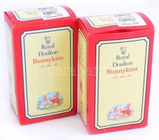 Royal Doulton Bunnykins porcelán golfozó nyúl figurák, 2 db, kézzel festett, hibátlan, eredeti doboz...