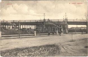 1913 Arad, vasúti viadukt, híd, gőzmozdony. Máv. Levelezőlapárusítás 15174. / railway viaduct, bridge, locomotive (ragasztónyom / gluemark)