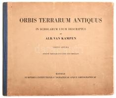 cca 1888 Albert van Kampen: Orbis Terrarum Antiquus in scholarum usum descriptus. Gotha, 1888, Justus Perthes, 2 p.+16 t. Kiadói kopott félvászon-kötés, laza kötéssel, kijáró lapokkal, 21,5x26 cm, teljes: 25,5x29,5 cm