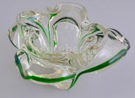 Kosta Boda svéd üveg kínáló, jelzett, anyagában festett, hibátlan, m: 11 cm