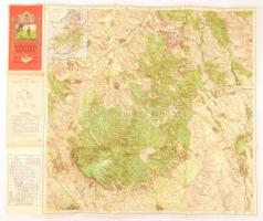 1928 Kirándulók térképe 15.: Vértes hegység, 1:50000, Magyar Királyi Állami Térképészeti Intézet,a hajtások mentén kis szakadásokkal, 64,5×76,5 cm