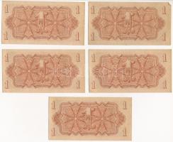 Csehszlovákia 1944. 1K (5x) sorszámkövetők "HB 548137 - HB 548141" T:II-,III szép papír
C...