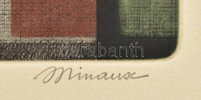 André Minaux (1923-1986): Ablak a világra (cím nélkül). Rézkarc, papír, jelzett. Művészpéldány E.A. ...