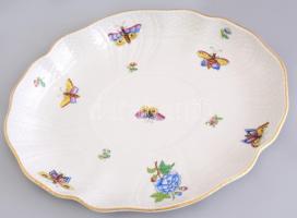 Herendi Viktória mintás szószos tál és tálca, kézzel festett, jelzett, hibátlan, 26,5x21 cm, 8,5x23,...