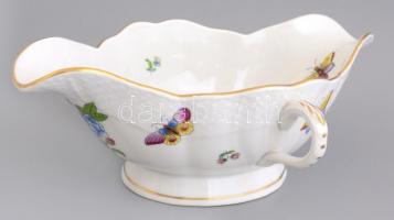Herendi Viktória mintás szószos tál és tálca, kézzel festett, jelzett, hibátlan, 26,5x21 cm, 8,5x23,...