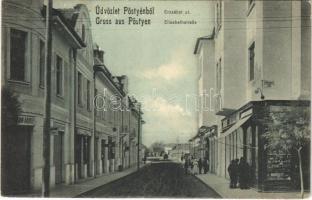 1911 Pöstyén, Piestany; Erzsébet út, Reiszmann Adolf üzlete / street, shops