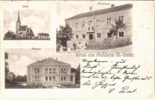 1903 Mühlheim am Inn, Dorf, Schloss, Wirtshaus / village, church, castle, inn (r)