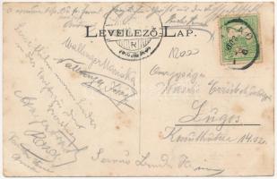 1908 Arad, Újarad, Aradul Nou; Gasthaus zur "Taube" des Jos. Wallinger / Wallinger féle ve...