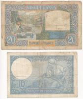 Franciaország 1939. 10Fr + 1940. 20Fr + 1942. 20Fr T:III,III-
France 1939. 10 Francs + 1940. 20 Fra...
