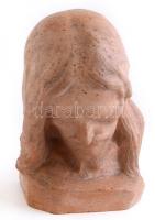 Orbán Antal (1887-1940): Kerámia krisztus fej, lepattanással, 22x16 cm