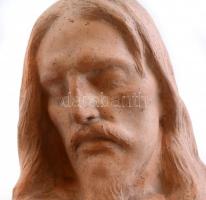 Orbán Antal (1887-1940): Kerámia krisztus fej, lepattanással, 22x16 cm