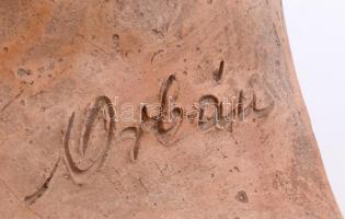 Orbán Antal (1887-1940): Kerámia krisztus fej, lepattanással, 22x16 cm