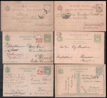 20 db díjjegyes levelezőlap 1883-tól, közte kétnyelvű, zárt és díjkiegészített