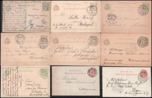 20 db díjjegyes levelezőlap 1883-tól, közte kétnyelvű, zárt és díjkiegészített