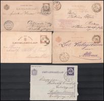 20 db díjjegyes levelezőlap 1883-tól, közte kétnyelvű, zárt és díjkiegészített