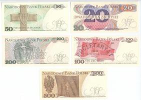 Lengyelország 1982-1986. 20Zl-200Zl (5xklf) T:I,I-
Poland 1982-1986. 20 Zlotych - 200 Zlotych (5xdi...