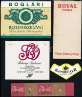 15 db csoki, sajt és italcímke, közte Arany Ászok, Dreher Rum, Suhajda, Édes Anna stb