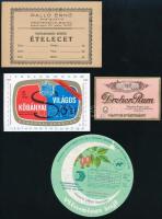 15 db csoki, sajt és italcímke, közte Arany Ászok, Dreher Rum, Suhajda, Édes Anna stb