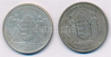 1930. 5P Ag "Horthy jobbra" (2x) T:3 
Adamo P8
