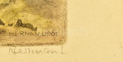 Hermann Lipót (1884-1972): Fürdőzők. Színezett rézkarc, papír, jelzett. Lap szélén apró foltokkal. Ü...