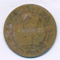 ~1930. 50f "Budapesti Központi Általános Tejcsarnok R. T." üvegbetétjegye, "135"...