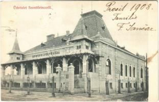 1908 Budapest XVIII. Pestszentlőrinc, Pusztaszentlőrinc, Szentlőrinc; Sprung J. kávéháza. Fischhof Henrik kiadása (Rb)