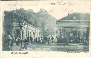1904 Sümeg, várrom, utca, üzletek. Bereghy Gyula kiadása (EK)