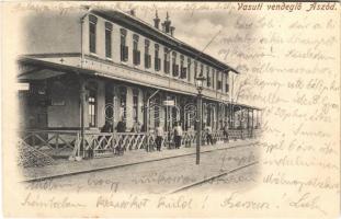 1902 Aszód, vasútállomás, vasúti vendéglő, vasutasok