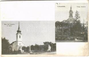 1935 Csikóstőttős, Római katolikus templom és iskola, Evangélikus templom. Koncz-Fotó kiadása (Dombóvár) (EK)