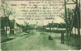 1926 Szőny (Komárom); Fő utca, templom. Hangya Szövetkezet kiadása (EB)