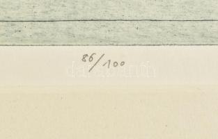 Szemethy Imre (1945- ): Török tábor Szigetvár alatt, 1974. Rézkarc, papír, jelzett, számozott (86/10...